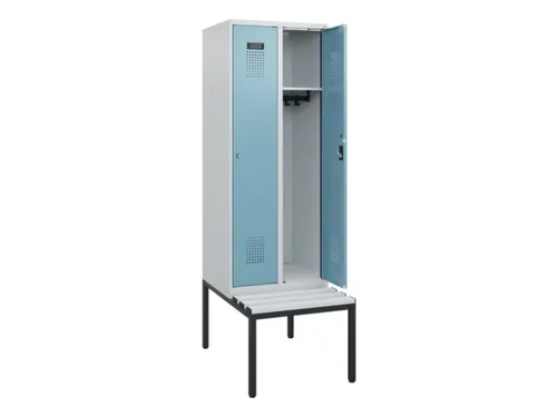 locker met bank,HxBxD 1950x600x815mm,2vak,vak B 300mm,cilinderslot