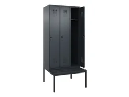 locker met bank,HxBxD 2120x900x815mm,3vak,vak B 300mm,draaigrendel