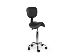 Zadelkruk Office rugleuning medium harde wielen zwart