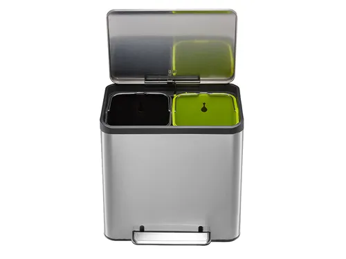 Afvalbak EKO EcoCasa Recycler pedaalemmer 15+15 liter RVS
