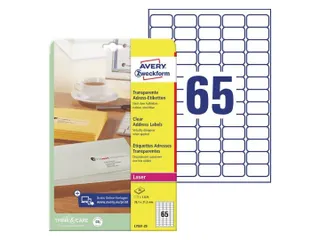 Mini etiket Avery Zweckform 38.1x21.2mm Transparant 1625 stuks - 1