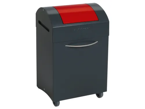 Afvalbak 45 Liter 650x380x320mm Plaatstaal 2 Wielen Klep Rood