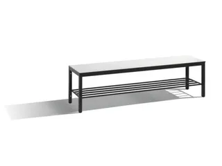 omkleedbank,HxLxD 401x1500x353mm,HPL wit,frame staal RAL7021 - 1