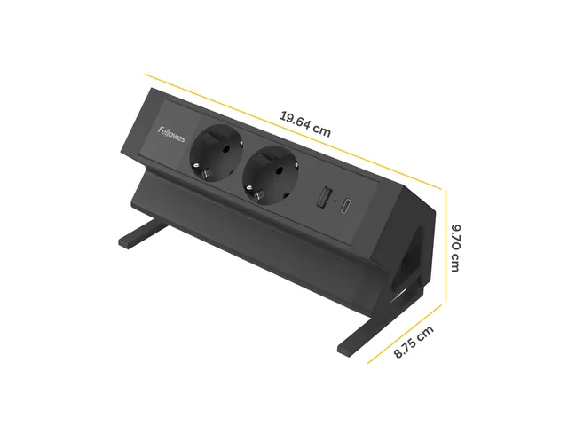 Stekkerdoos Fellowes Power Desk F 2voudig incl USB A en C 2m zwart