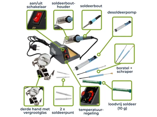 Set Met Soldeerstation Met Instelbare Temperatuur - 40-48 W - 150-480