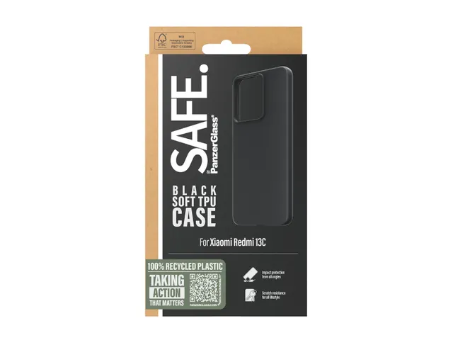 PanzerGlass SAFE. by TPU Case Black Xiaomi Redmi 13C, Hoes, Xiaomi,
