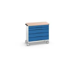 gereedschapswagen 980x1050x600mm multiplexblad 5 laden RAL7035+RAL5010