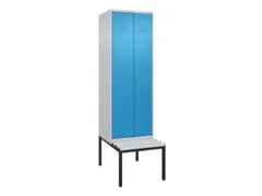 PBM-locker met bank,HxBxD 2120x600x815mm,2vak,vak B 300mm,cil.-slot