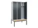 locker met bank,voor scheiding van kleding,HxBxD 2120x1200x815mm,3vak