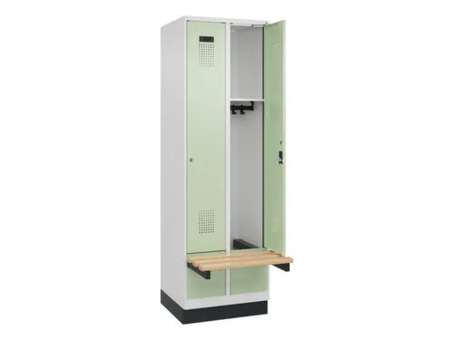 locker met bank,HxBxD 1950x600x815mm,2vak,vak B 300mm,cilinderslot