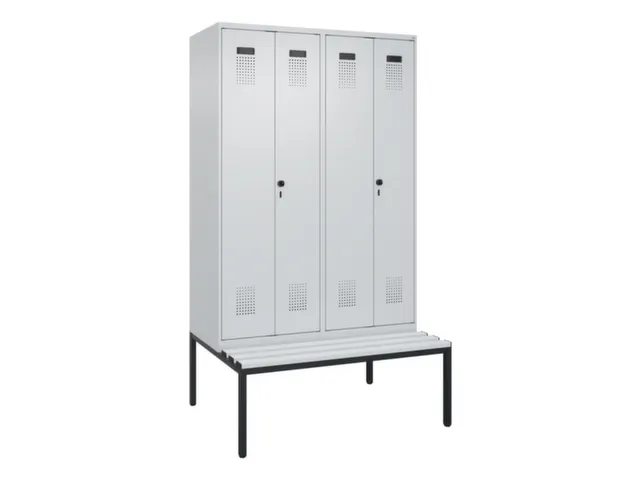 locker met bank,voor scheiding van kleding,HxBxD 2120x1200x815mm,4vak