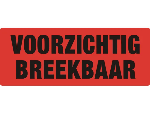 Etiket 50x130mm Oranje Voorzichtig Breekbaar Rol 500 Stuks