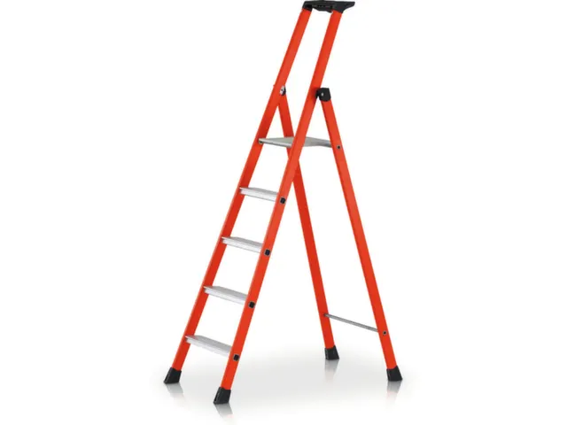 Boktrap,bomen fiberglas,treden aluminium,5treden incl. bordes,L 1,90m