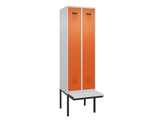 locker met bank,voor scheiding van kleding,HxBxD 2120x600x815mm,2vak
