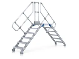 overgang,bordes H 2,5m,2x10treden,trede B 600mm,60° helling,aluminium