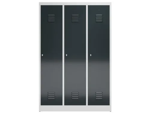 garderobekast 1800x1185x500mm 3vak klink sokkel romp RAL7035 RAL7016