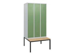 locker met bank,HxBxD 1950x900x815mm,3vak,vak B 300mm,cil.-slot