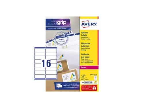 Adresetiket Avery QuickPeel L7162-100 99.1x33.9mm Wit 1600 stuks