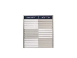 Menoor In-Uit bord 15 namen Aluminium Aanwezig/Afwezig Donkerblauw