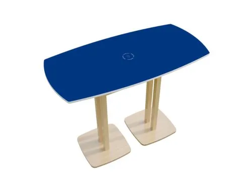 Tonvormige statafel Woody 110x150x75cm Blauw Natuur 2 schotelvoeten