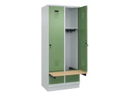 locker met bank,HxBxD 1950x800x815mm,2vak,vak B 400mm,draaigrendel