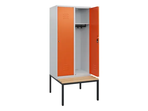 locker met bank,HxBxD 1950x800x815mm,2vak,vak B 400mm,cil.-slot