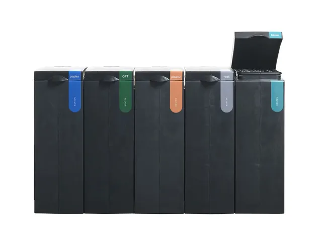 BonTon Original PD afvalbak 70 liter met dichte deksel zwart/rood