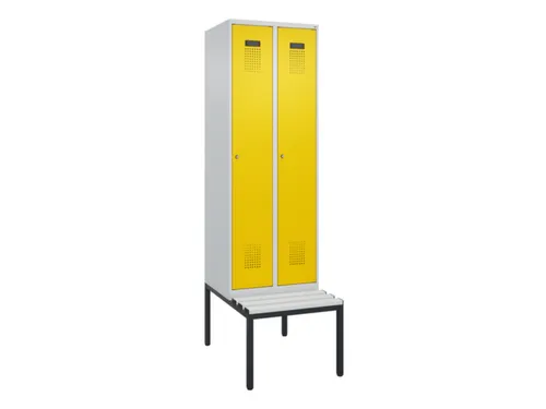 locker met bank,voor scheiding van kleding,HxBxD 2120x600x815mm,2vak