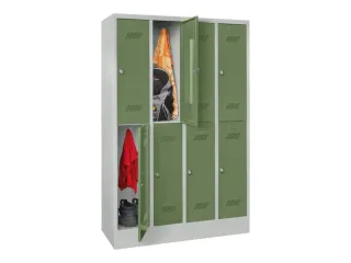 dubbeldekse locker,HxBxD 1850x1200x500mm,4x2vak.,RAL7035,front RAL6011 - 2