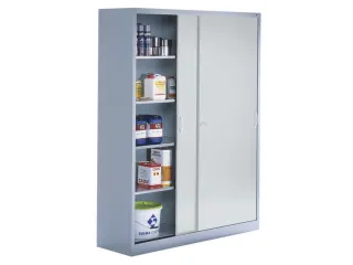 schuifdeurkast,HxBxD 1950x1600x600mm,romp RAL7035,front RAL7035 - 1