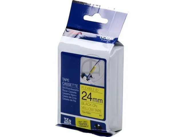 Lettertape Brother P-Touch Tze-Fx651 24Mm Zwart Op Geel