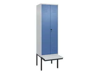 PBM-locker met bank,HxBxD 2120x600x815mm,2vak,vak B 300mm,draaigrendel - 1