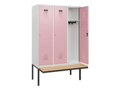 locker met bank,HxBxD 1950x1200x815mm,3vak,vak B 400mm,cilinderslot