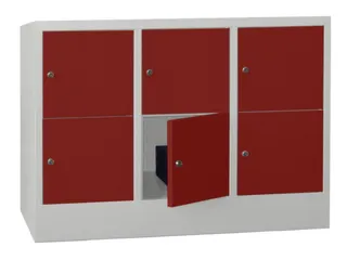lockerkast,HxBxD 855x1200x500mm,3x2vakken,RAL7035,front RAL3000 - 2