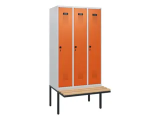 locker met bank,HxBxD 1950x900x815mm,3vak,vak B 300mm,draaigrendel - 2