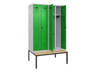 locker met bank,voor scheiding van kleding,HxBxD 2120x1200x815mm,4vak - 1