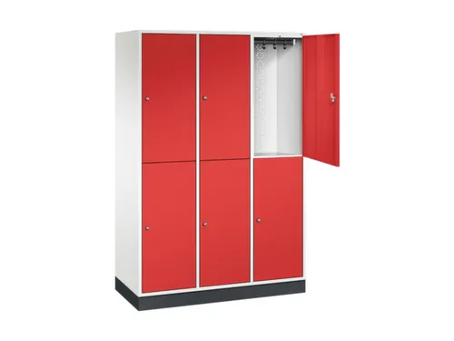 Dubbeldekse garderobekast,HxBxD 1950x1220x500mm,3x2vak.,vak B 360mm