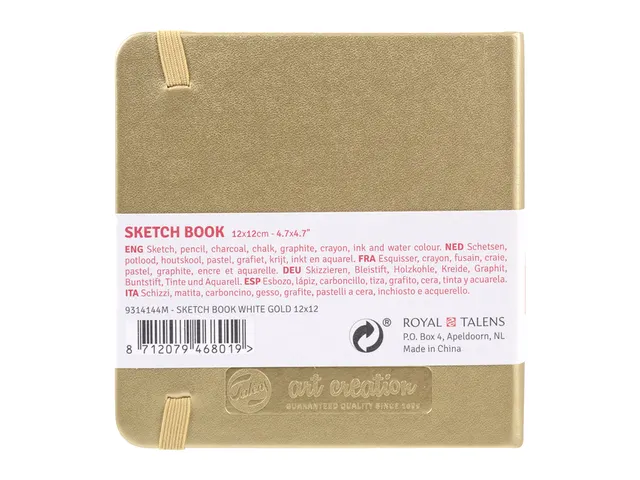 Schetsboek Talens Art Creation 80 witte vellen 140gr 120x120mm witgoud