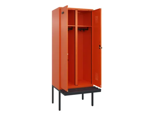 locker met bank,voor scheiding van kleding,HxBxD 2120x800x815mm,2vak