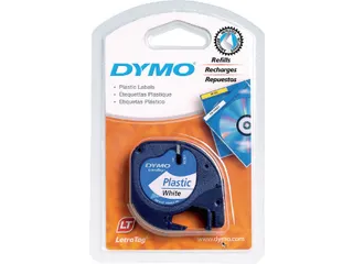 Labeltape Dymo Letratag 91201 plastic 12mm zwart op wit S0721660 - 6