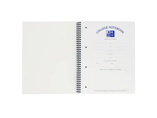 Bloc de cours Oxford A4 + 4 perforations Carreau 10mm 90fls noir