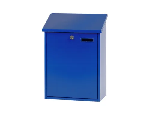 muurbrievenbus,blauw,HxBxD 445x325x160mm,inworp boven,uitname voor