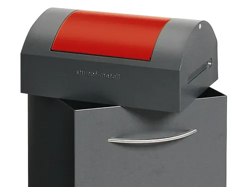Afvalbak 60 Liter 790x380x320mm Plaatstaal 2 Wielen Klep Rood