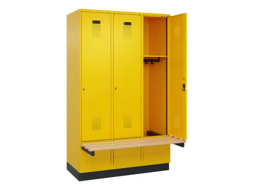 locker met bank,HxBxD 1950x1200x815mm,3vak,vak B 400mm,cilinderslot