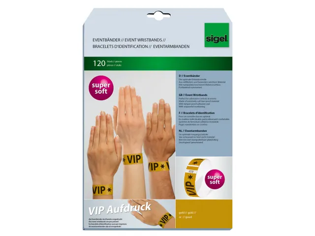 Bracelets d'identification Sigel super soft 255x25mm 120 pcs jaune flu