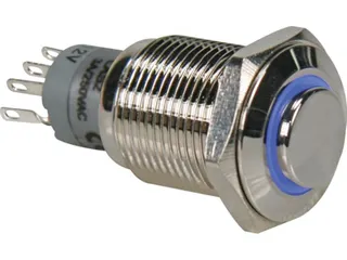 Hoge Ronde Metalen Schakelaar Spdt 1NO 1NC - Blauwe Ring - 1