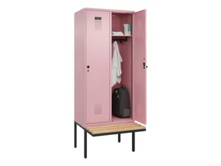 locker met bank,HxBxD 2120x800x815mm,2vak,vak B 400mm,draaigrendel - 1