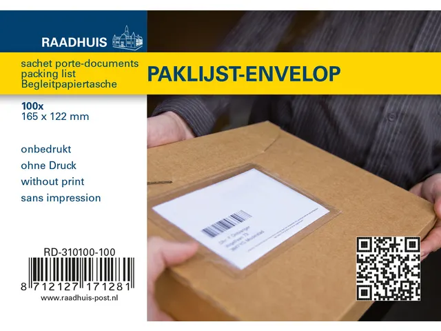 Paklijstenvelop Binnenmaat 165x122mm A6 Onbedrukt 100 Stuks