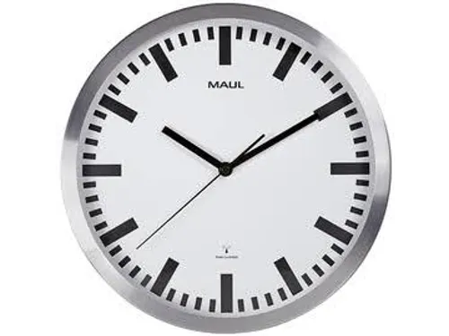 Wandklok MAUL Pilot RC Ø30,5cmx4.5cm aluminium/wit incl.batterij