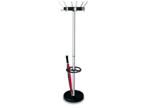 Kapstok 1800x500mm 6/12 Hoed-/Jashaken Aluminium-Zilver/Zwart